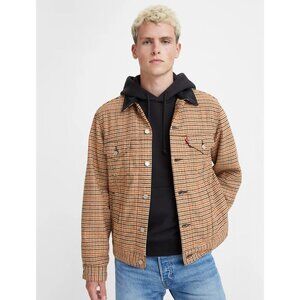 NEW! Vintage Fit Levi's Premium Houndstooth Trucker Jacket Wool Blend SZ S